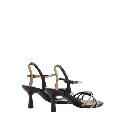 Pazzion Emery Crystal Embellished Knot Strap Heel Sandals - Black