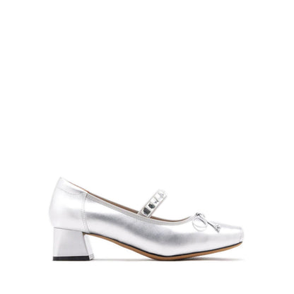 Billie Crystal-Embellished Bow Mary Jane Heels - Silver