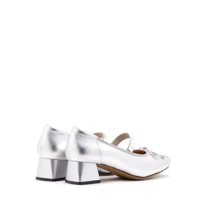 Billie Crystal-Embellished Bow Mary Jane Heels - Silver