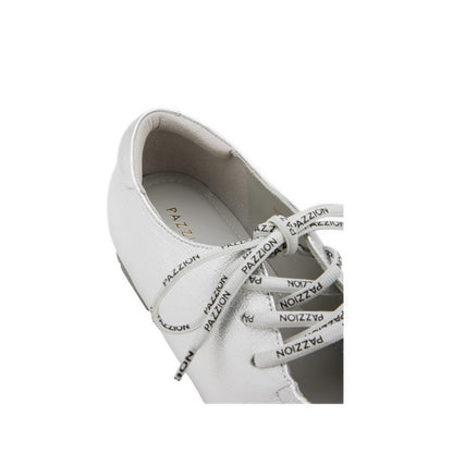 Pernille Metallic Lace-Up Flats - Silver