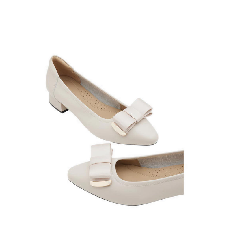 Women's Elaia Point-Toe Bow Buckle Heels - Beige