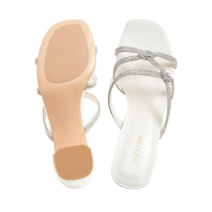 Crystal Sandal Heels - Beige