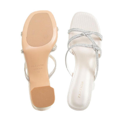 Crystal Sandal Heels - Gold