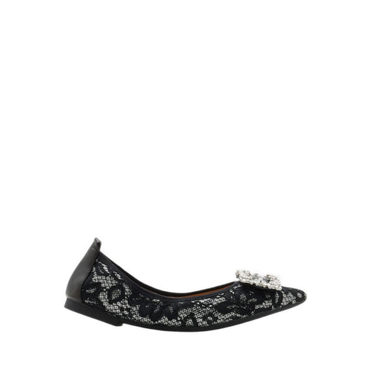 Pazzion Stella Lace Diamante Buckle Foldable Flats - Grey