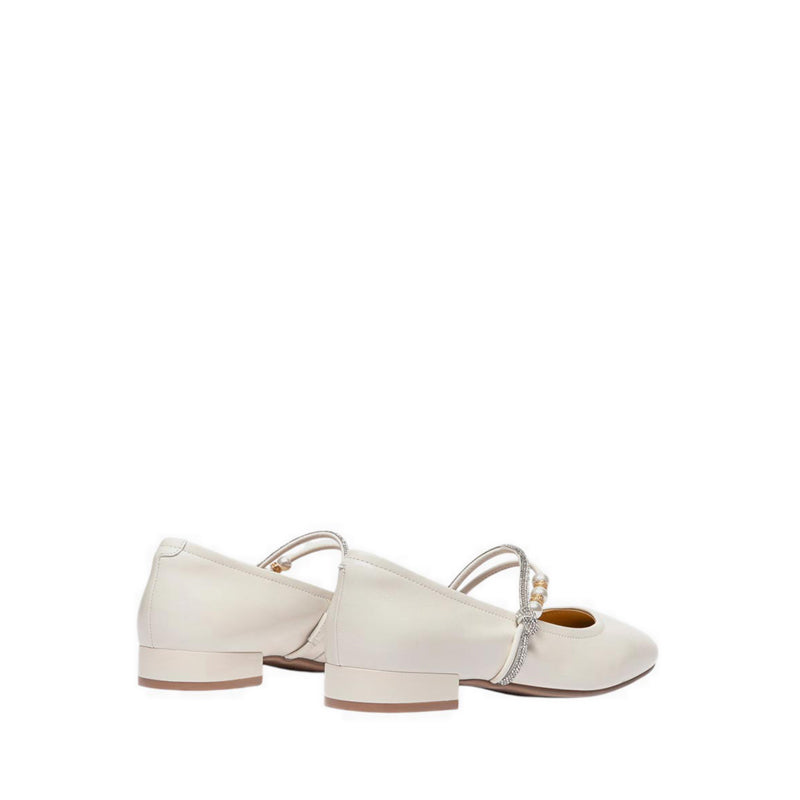 Women's Wynessa Crystal & Pearl Strap Leather Mary Jane Heels - Beige