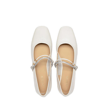 Women's Wynessa Crystal & Pearl Strap Leather Mary Jane Heels - Beige