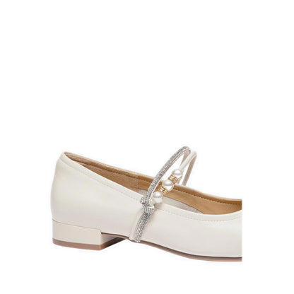 Women's Wynessa Crystal & Pearl Strap Leather Mary Jane Heels - Beige