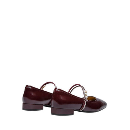 Women's Wynessa Crystal & Pearl Strap Leather Mary Jane Heels - Maroon