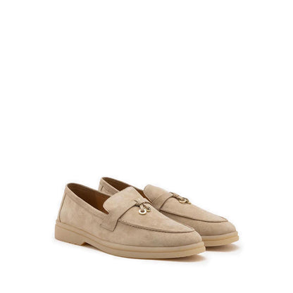 Phoenix Knot Detail Suede Loafers - Beige
