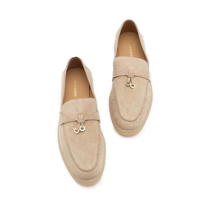 Phoenix Knot Detail Suede Loafers - Beige