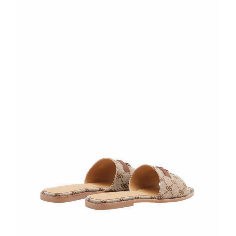 Flat Sandals with Monogram Logo - Brown