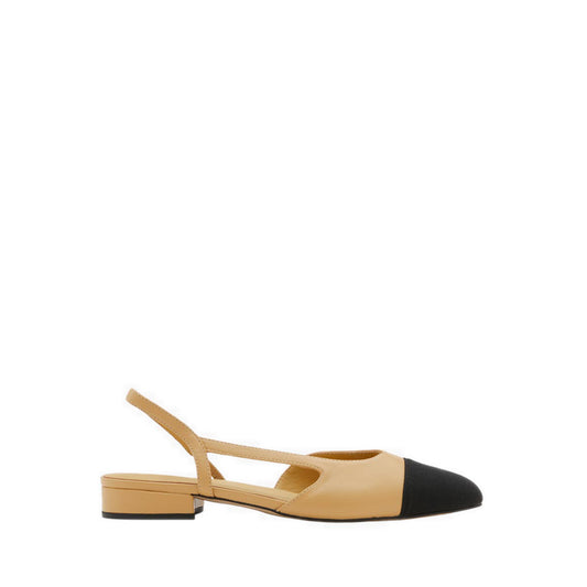 Blythe Contrast Toe Cap Flats - Natural