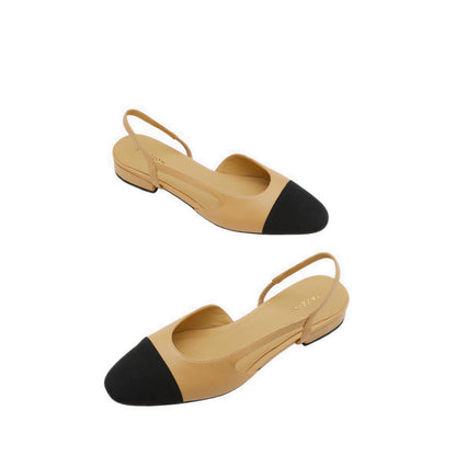 Blythe Contrast Toe Cap Flats - Natural