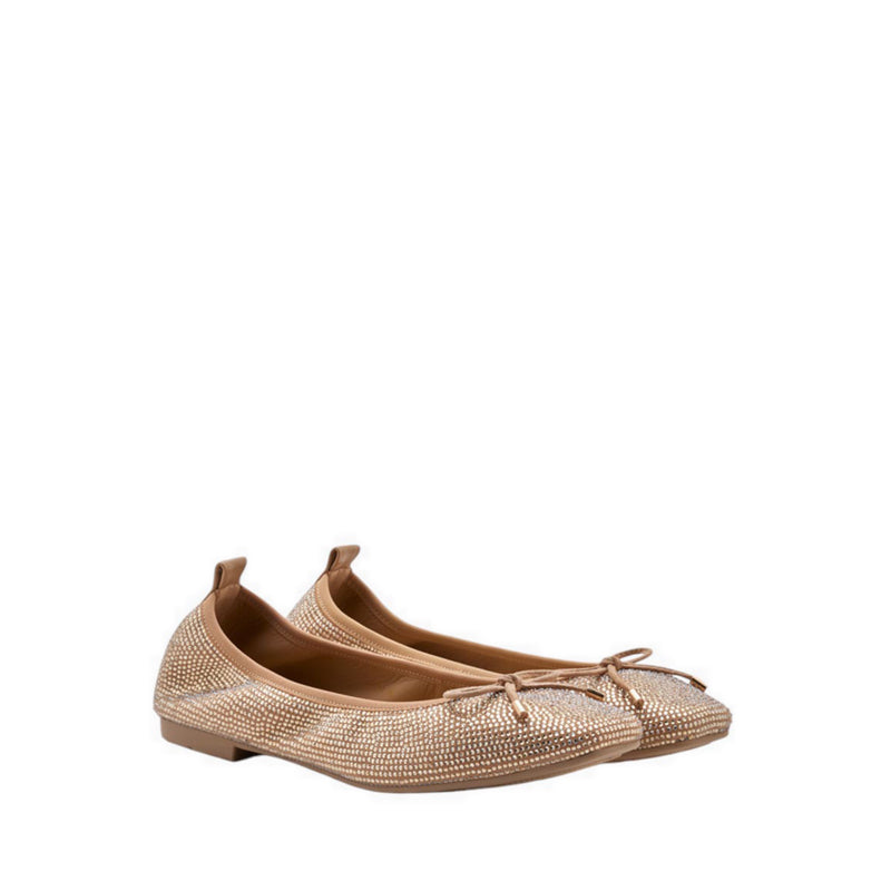 Pazzion Marcelina Crystal Embellished Bow Flats - Beige