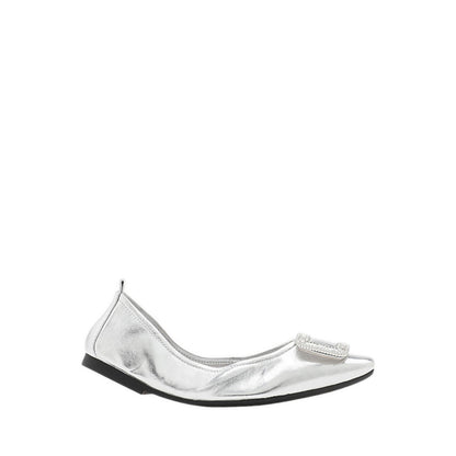 Pointed Toe Foldable Flats - Silver