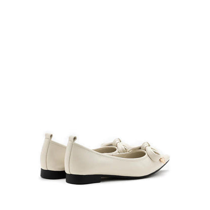 Lindsay Point-Toe Bow Flats - Beige