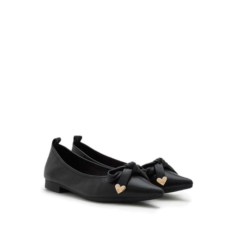 Lindsay Point-Toe Bow Flats - Black