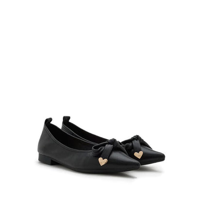 Lindsay Point-Toe Bow Flats - Black