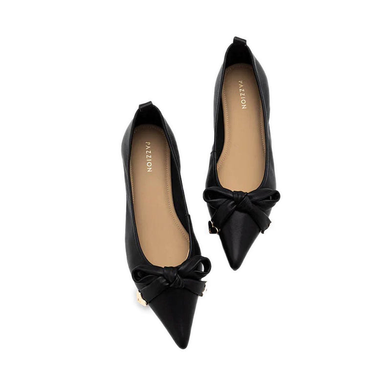 Lindsay Point-Toe Bow Flats - Black