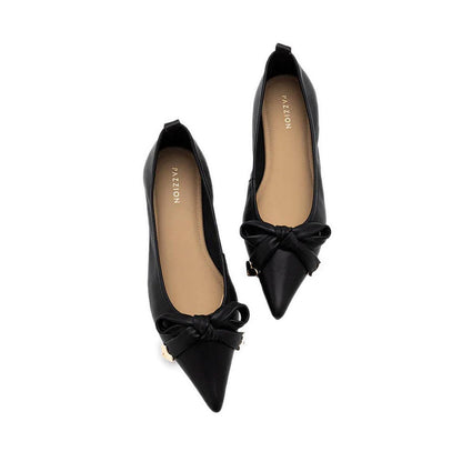 Lindsay Point-Toe Bow Flats - Black