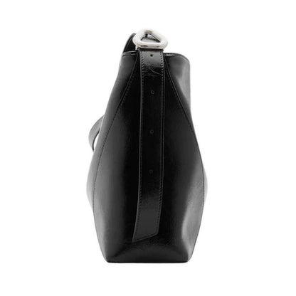 Rexine Textured Buckle Shoulder Bag - Black