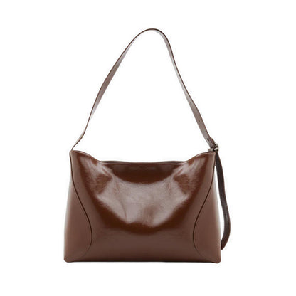 Rexine Textured Buckle Shoulder Bag - Brown