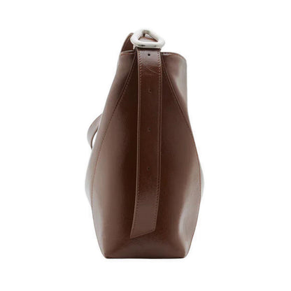Rexine Textured Buckle Shoulder Bag - Brown