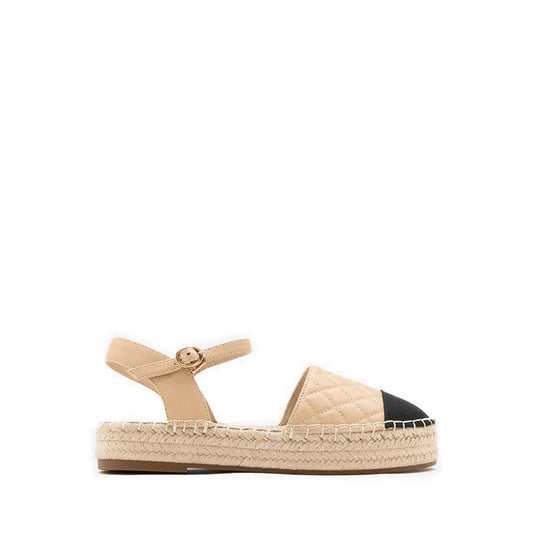 Hans Quilted Espadrille Slingbacks - Beige