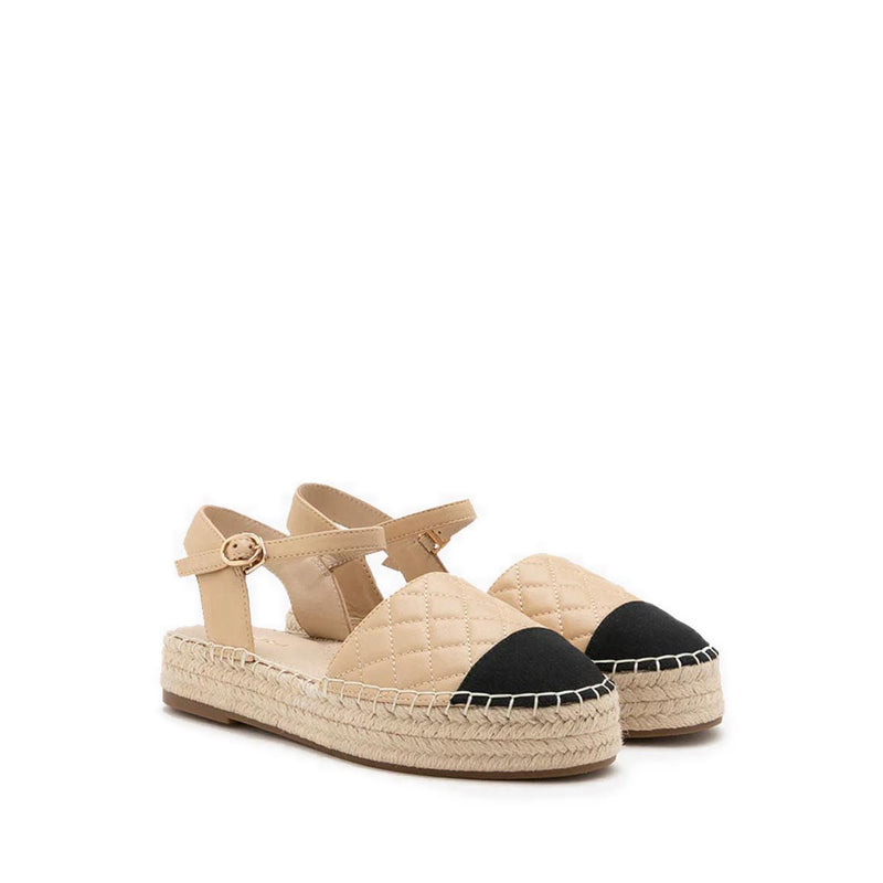 Hans Quilted Espadrille Slingbacks - Beige