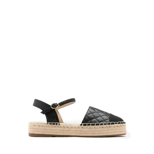 Hans Quilted Espadrille Slingbacks - Black