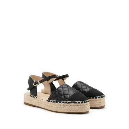 Hans Quilted Espadrille Slingbacks - Black