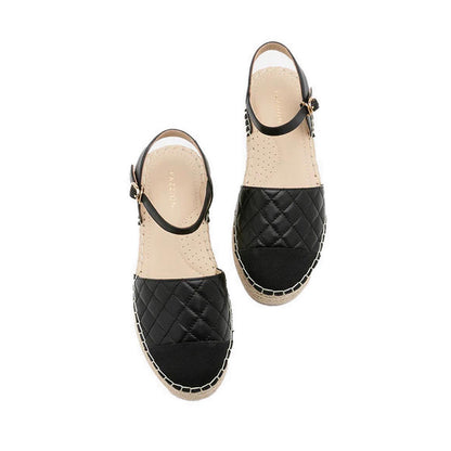 Hans Quilted Espadrille Slingbacks - Black