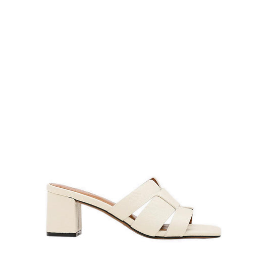 Elmira Cowhide Leather Heels - Beige