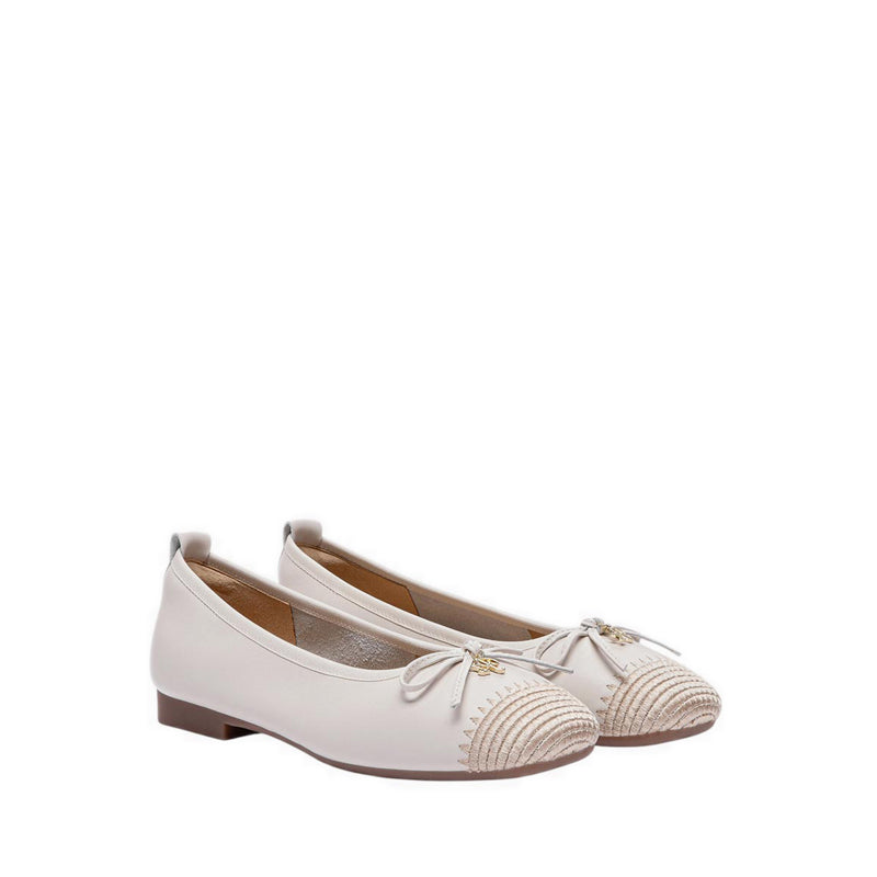 Women's Novalyn Bow Leather Flats - Beige