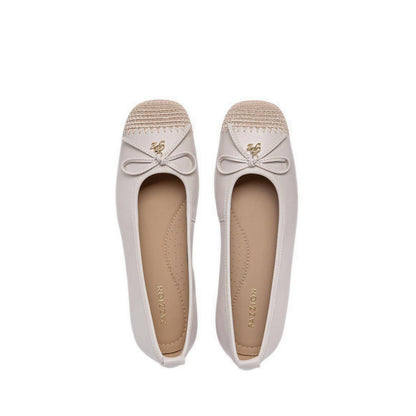 Women's Novalyn Bow Leather Flats - Beige