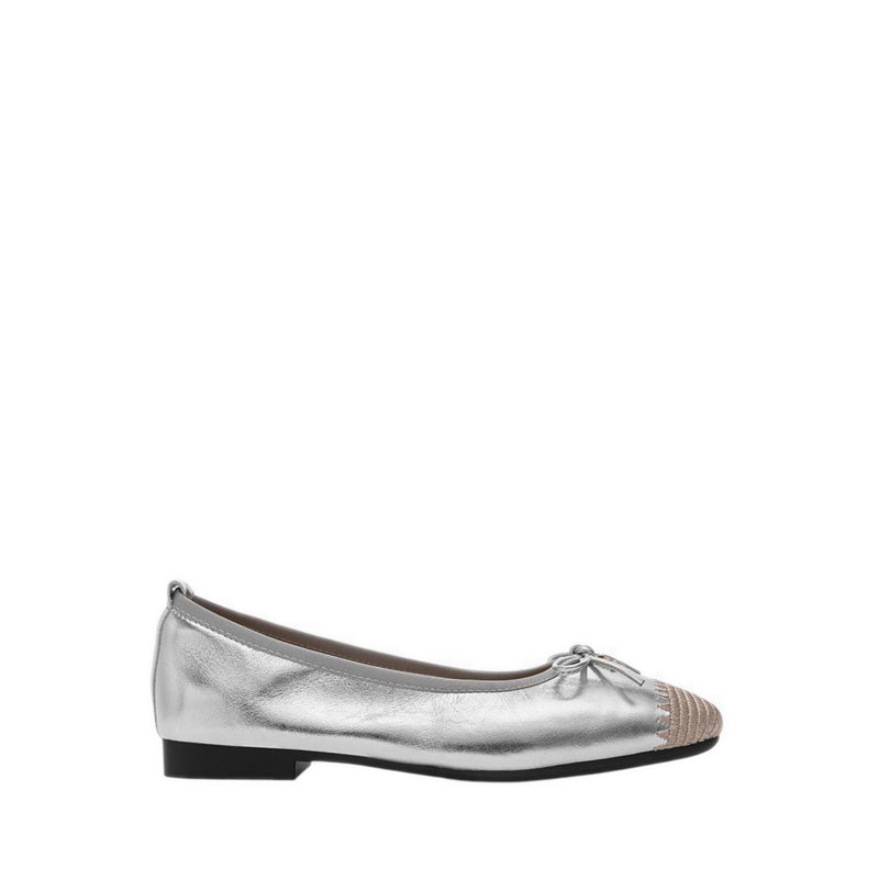 Women's Novalyn Bow Leather Flats - Silver
