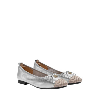 Women's Novalyn Bow Leather Flats - Silver