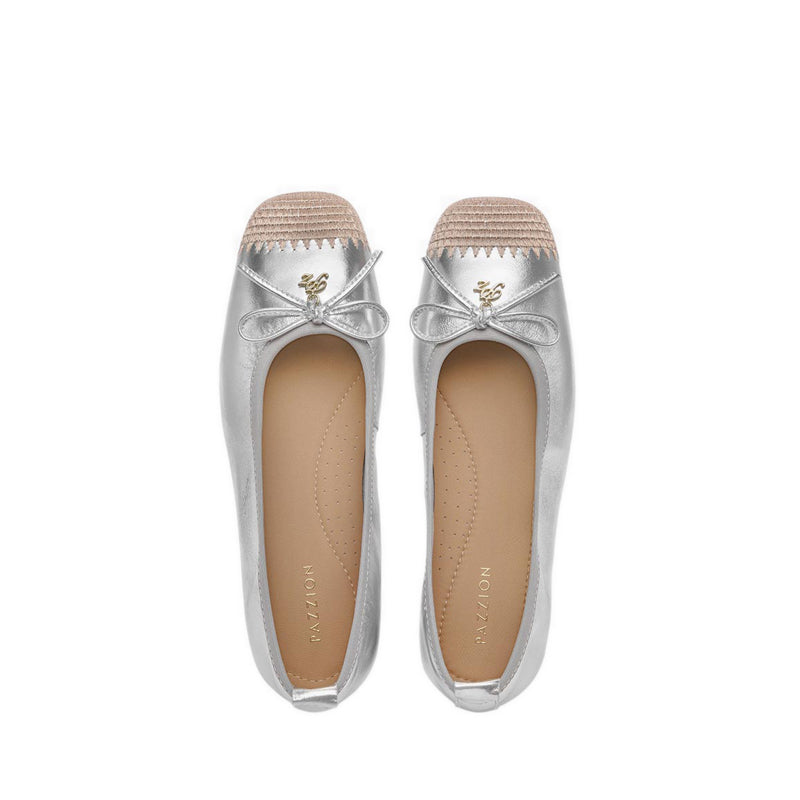 Women's Novalyn Bow Leather Flats - Silver
