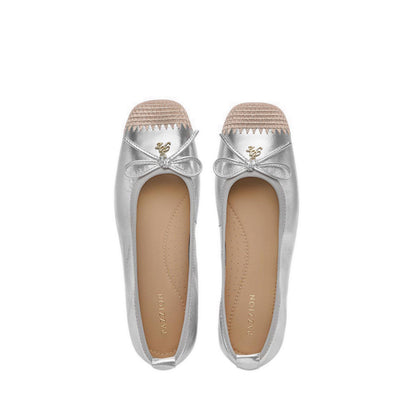 Women's Novalyn Bow Leather Flats - Silver