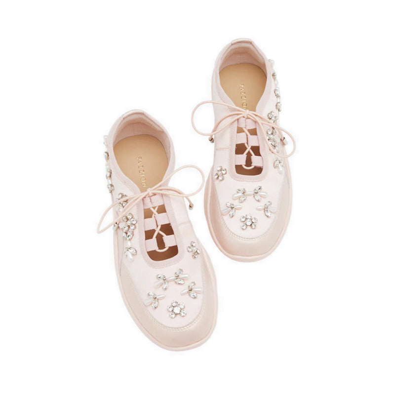 Isabeli Crystal-Embellished Lace-Up Sneakers - Pink