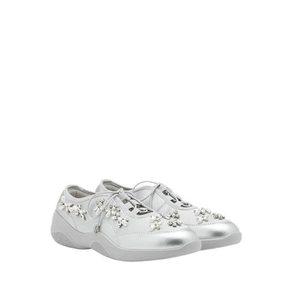 Isabeli Crystal-Embellished Lace-Up Sneakers - Silver
