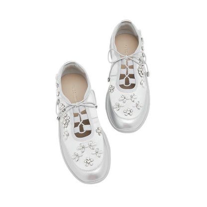 Isabeli Crystal-Embellished Lace-Up Sneakers - Silver