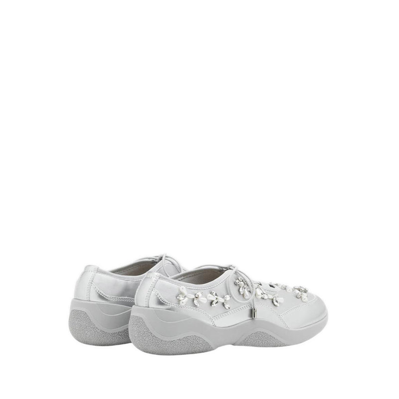 Isabeli Crystal-Embellished Lace-Up Sneakers - Silver
