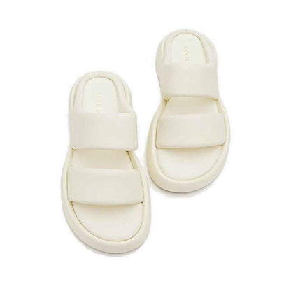 Caressa Double-Strap Slides - Beige