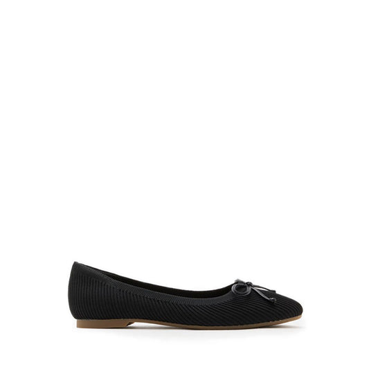 Ballerina Flats with Bow Decoration - Black