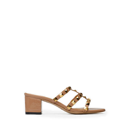 Dion Studded Slide Sandals - Beige