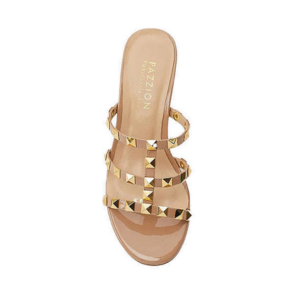 Dion Studded Slide Sandals - Beige