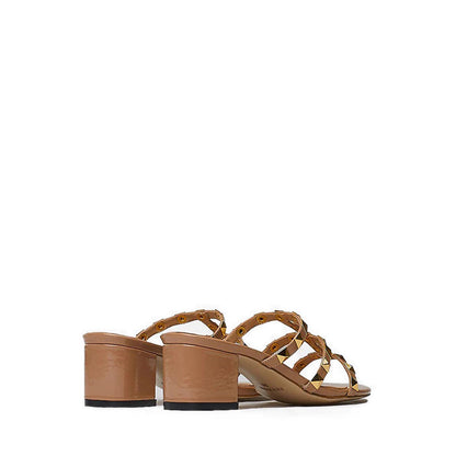 Dion Studded Slide Sandals - Beige