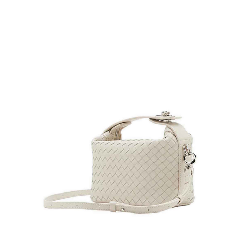 Xylene Woven Twist Lock Handle Bag - Beige