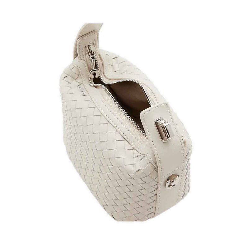 Xylene Woven Twist Lock Handle Bag - Beige